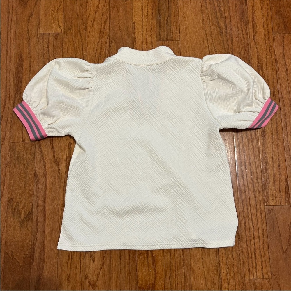 TodiFit Sport Chic Puff Sleeve Athletic Top Pink Gray Trim Size S - Picture 3 of 7